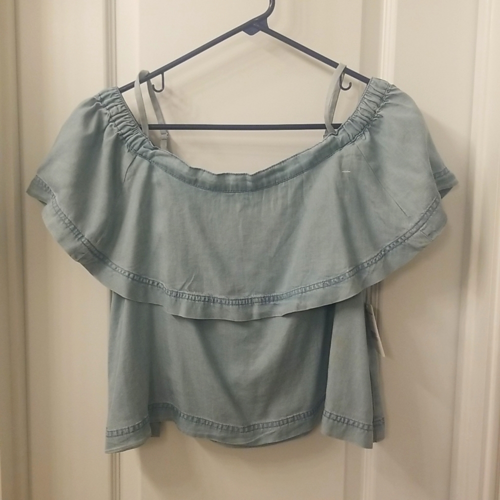 Free People blue sky jean shirt